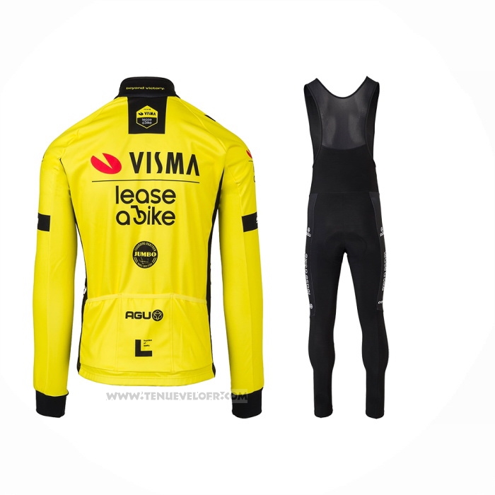 2024 Maillot Cyclisme Jumbo Visma Jaune Noir Manches Longues Et Cuissard